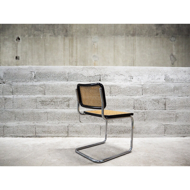 Cesca b32 vintage chair in steel and beechwood by Marcel Breuer, Italy 1970s