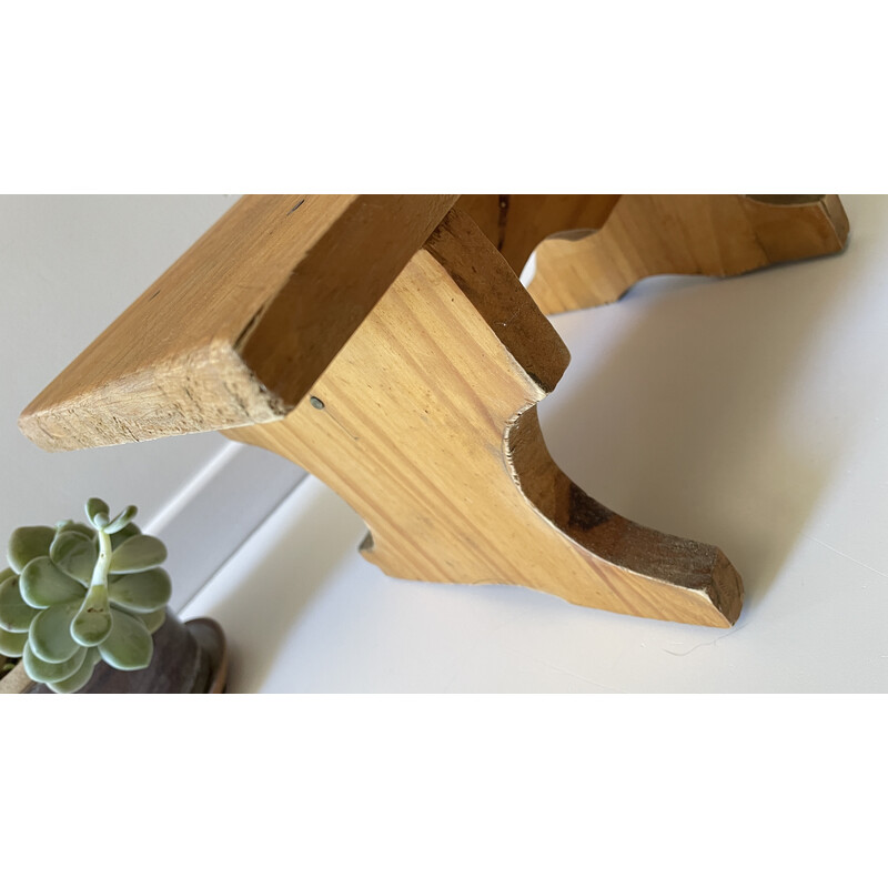 Tabouret vintage en bois massif