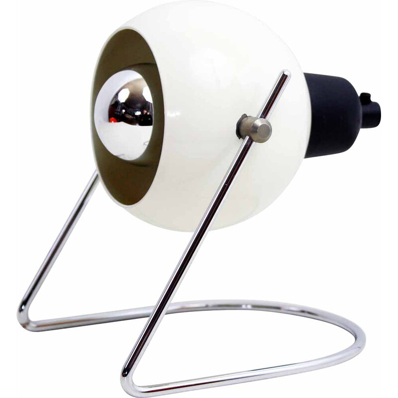 Vintage-Lampe Eye Ball aus weiß lackiertem Metall, 1970