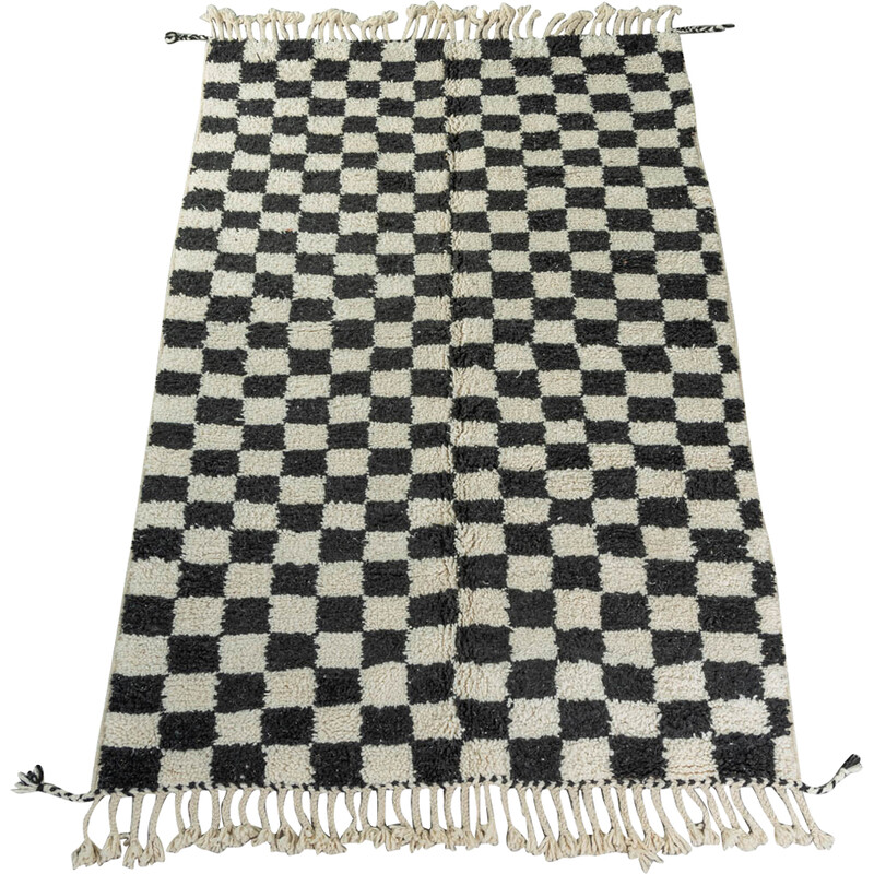 Tapete de lã berbere de Xadrez Vintage