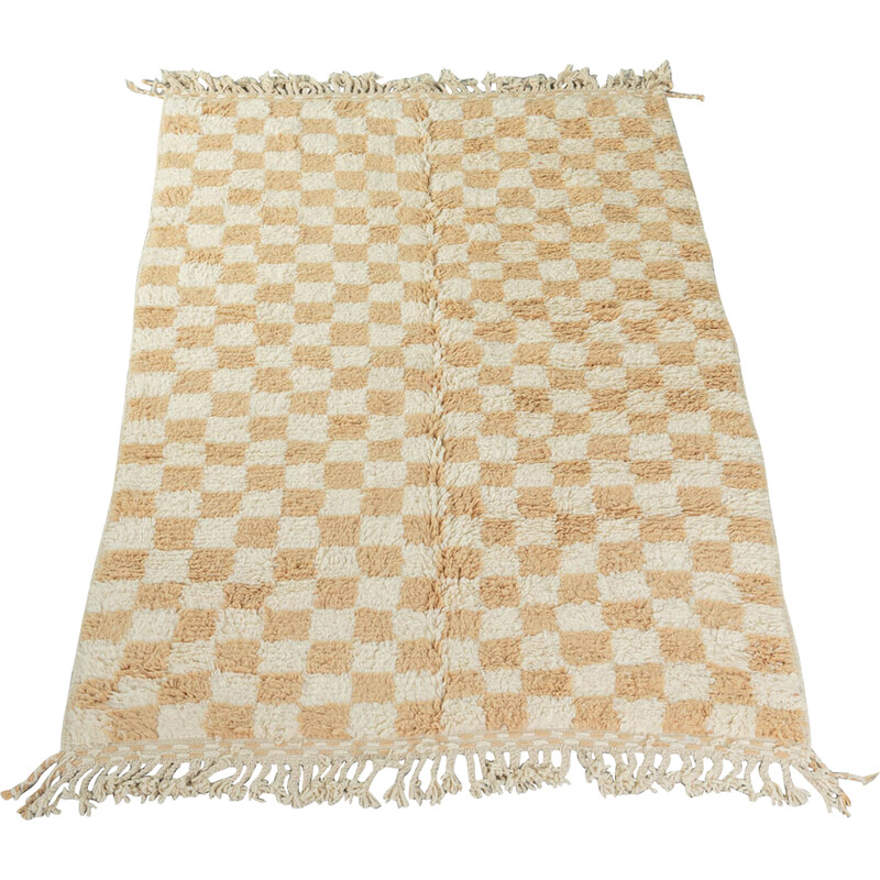 Alfombra bereber de lana Vintage Sand Check II