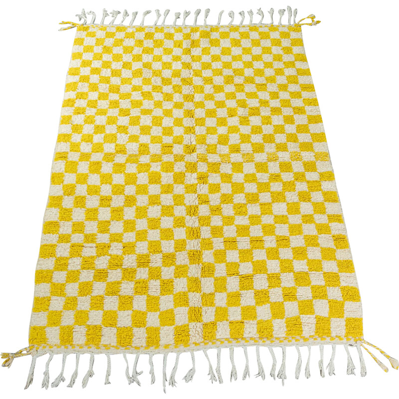 Tapete de lã berbere Vintage Bright Lemon Check