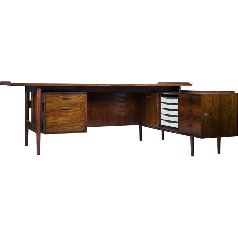 Scrivania direzionale vintage con credenza in palissandro di Arne Vodder per Sibast Møbelfabrik, Danimarca 1950-1960