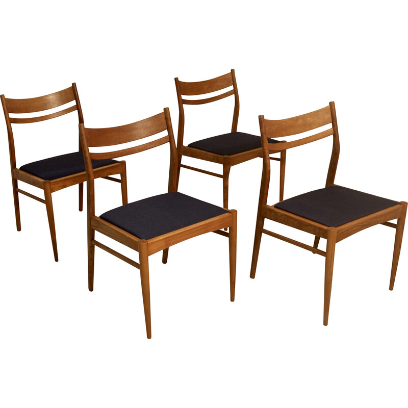 Lot de 4 chaises vintage scandinaves en chêne, 1950-1960