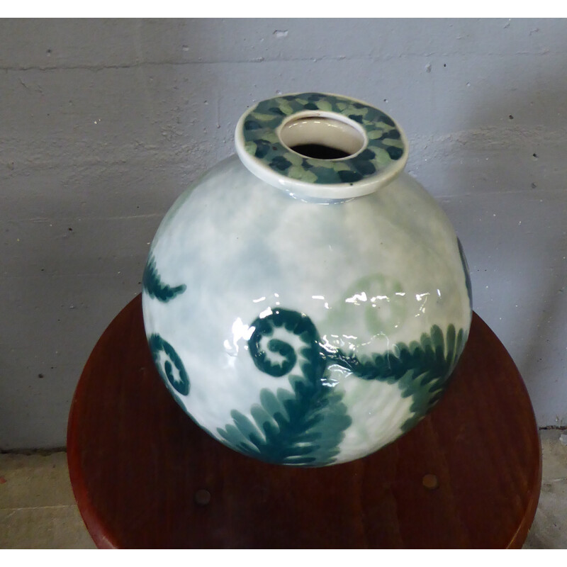Vase Art deco vintage en porcelaine émaillée par Camille Tharaud, 1930
