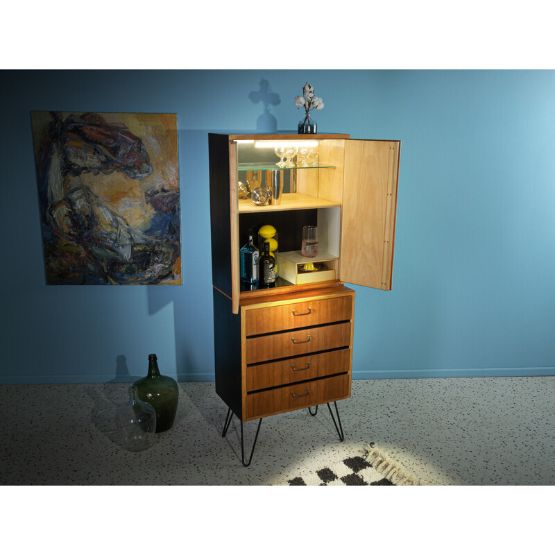 Vintage bar cabinet in walnut veneer by Behr Möbel, Germany 1950s