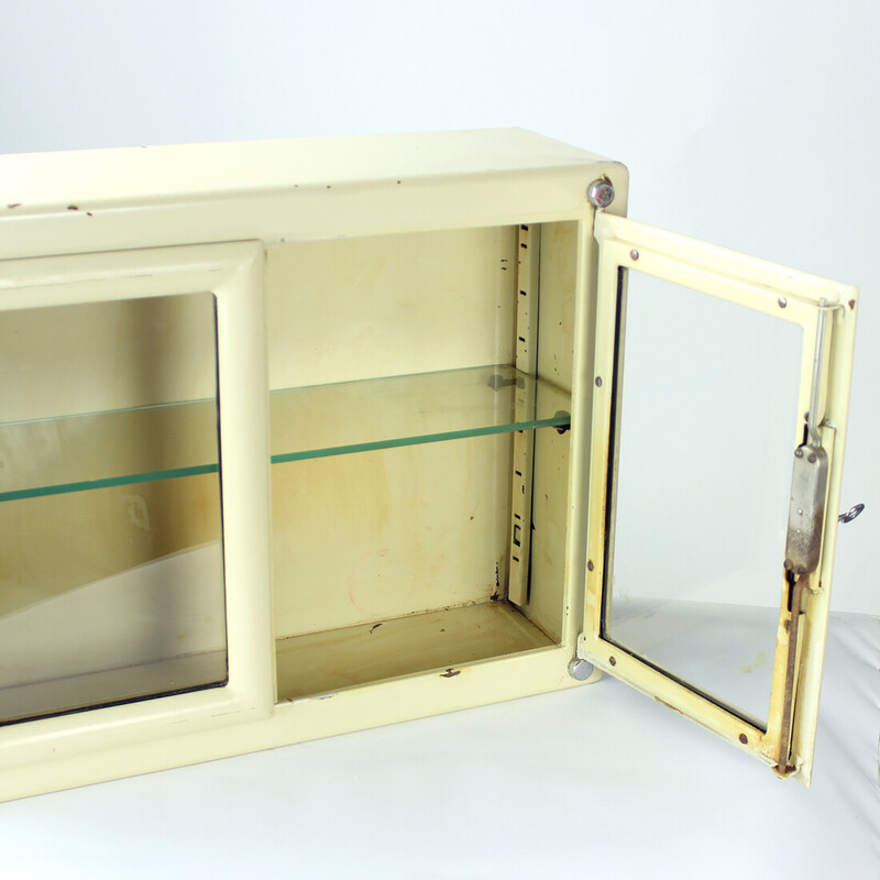 Vintage medical cabinet with glass door, Czechoslovakia 1950s