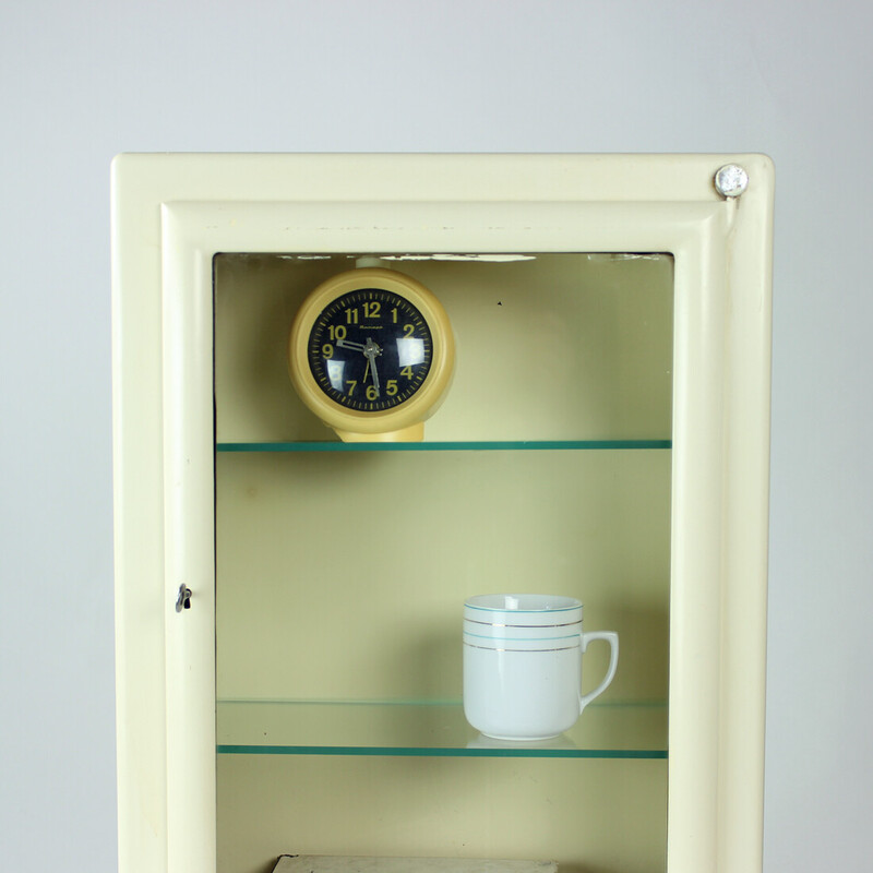 Vintage medical cabinet with glass door, Czechoslovakia 1950s