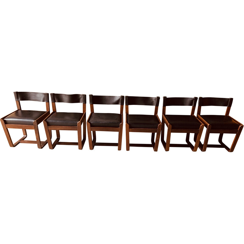 Conjunto de 6 cadeiras pretas vintage de Gunther Hoffstead para Uniflex, 1960