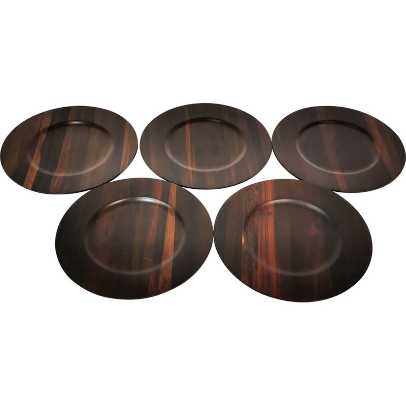 Vintage rosewood plates by Morsbak, Denmark 1960s