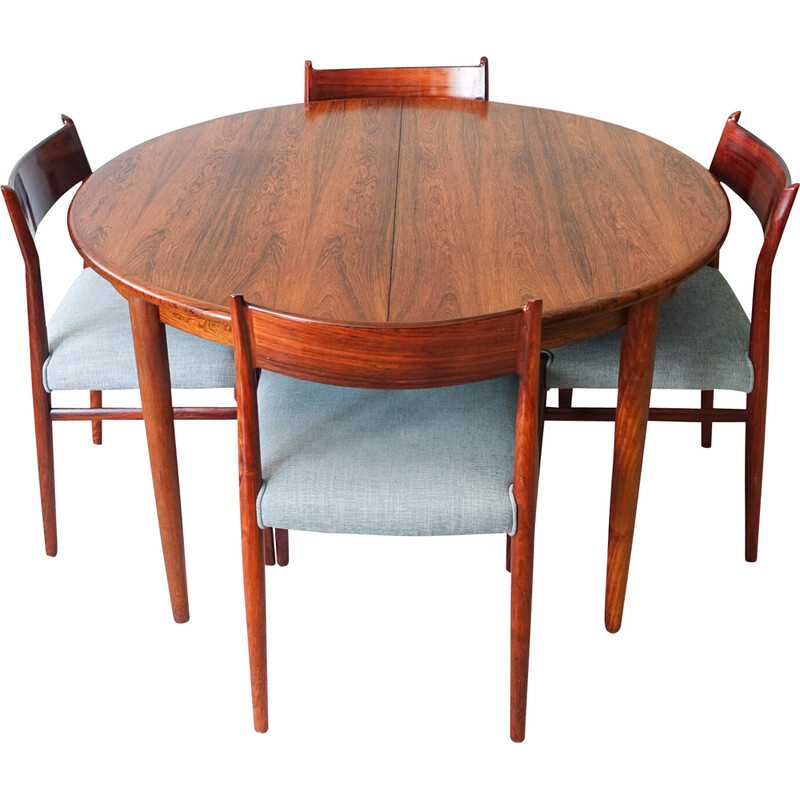 Danish vintage exotic wood dining set by Arne Vodder for Sibast, 1960s