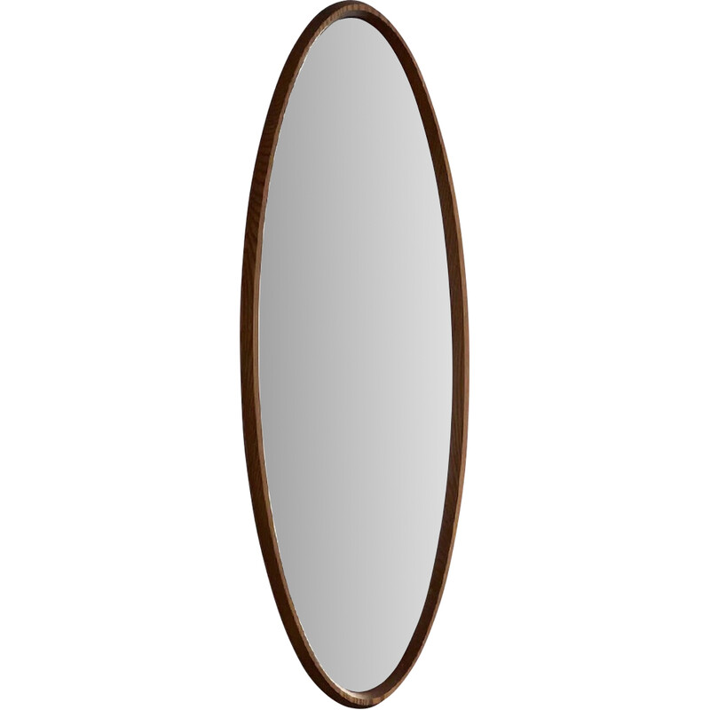Espelho oval de teca Vintage, 1970