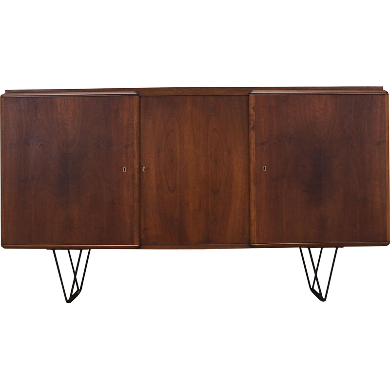 Credenza danese vintage in noce e metallo, Danimarca 1960