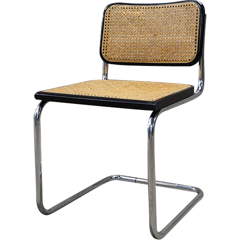 Cesca b32 vintage chair in steel and beechwood by Marcel Breuer, Italy 1970s