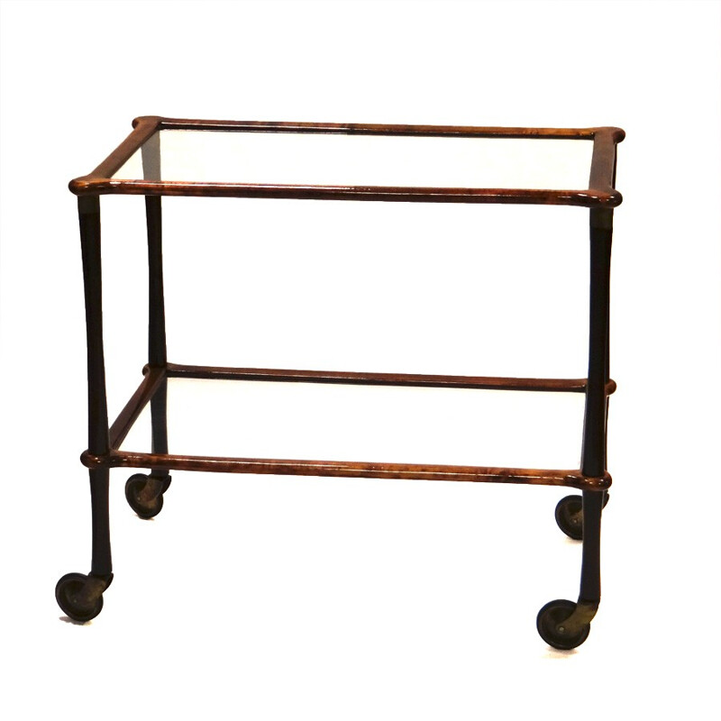 Midcentury trolley in wood and glass - 1950s