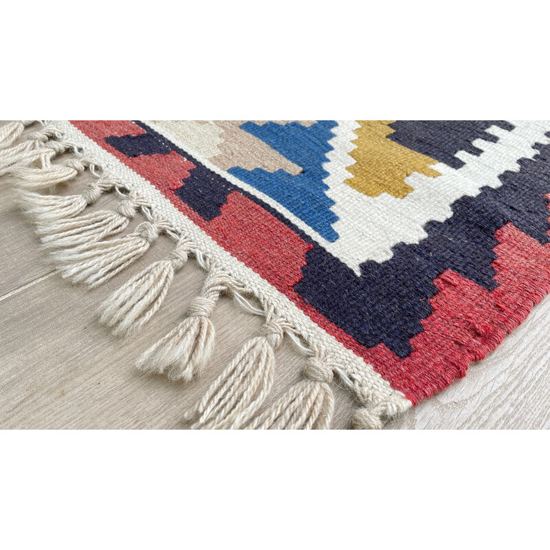 Vintage kilim tapijt van zuivere wol