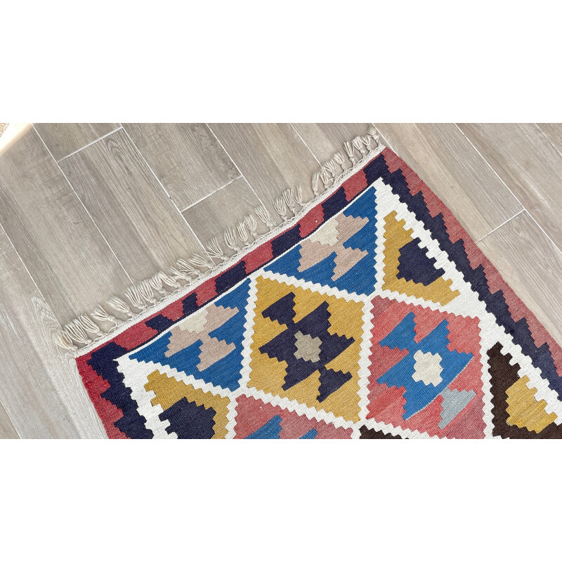 Vintage kilim tapijt van zuivere wol