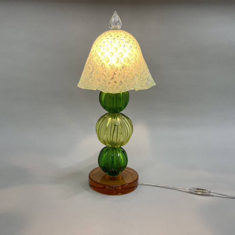 Italienische Tischlampe aus Muranoglas mit Pilzkopf, 1990er Jahre