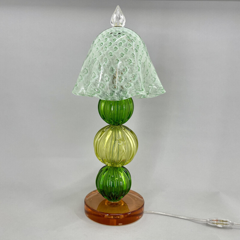 Italiaanse vintage Murano glas Paddestoel tafellamp, 1990