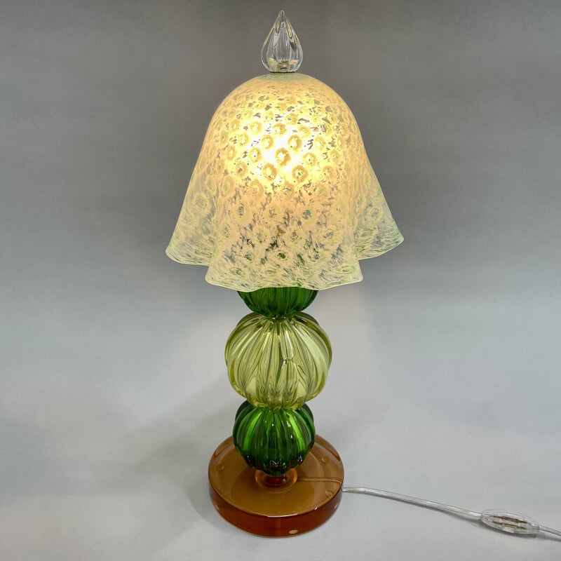 Italiaanse vintage Murano glas Paddestoel tafellamp, 1990