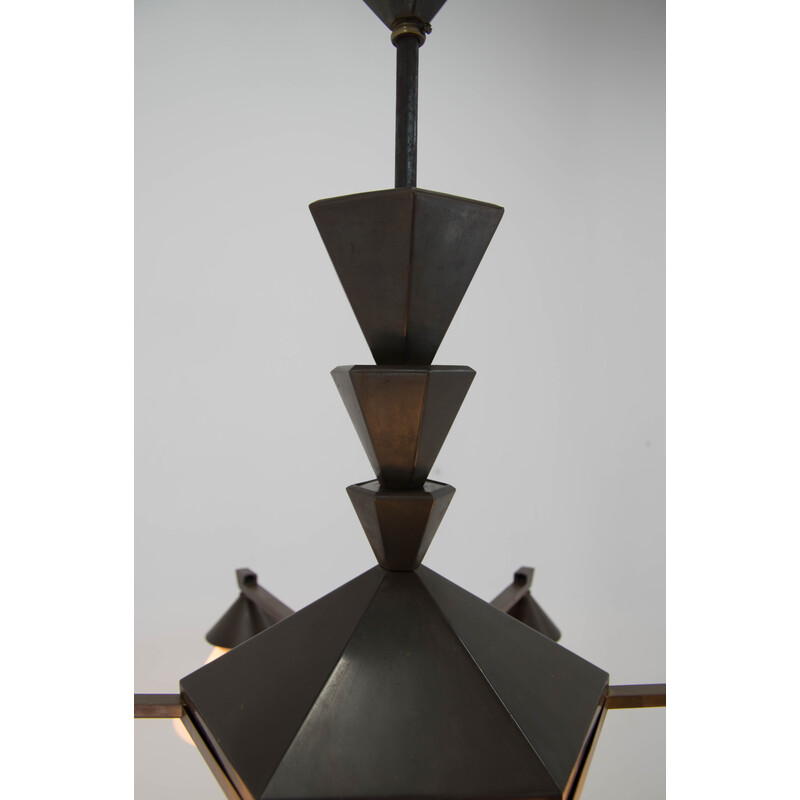 Vintage Cubism chandelier by Franta Anyz, 1920s