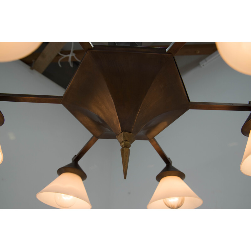 Vintage Cubism chandelier by Franta Anyz, 1920s