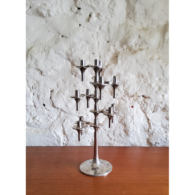 Set of 6 vintage candlesticks and 1 Orion stand by Fritz Nagel and Ceasar Stoffi for Bmf, Germany 1970