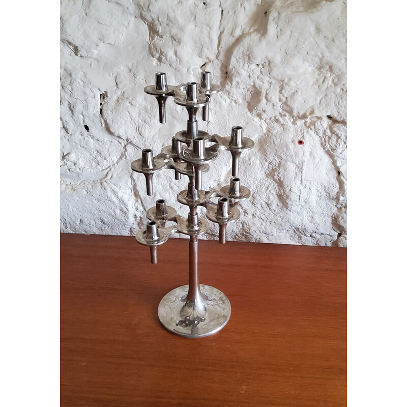 Set of 6 vintage candlesticks and 1 Orion stand by Fritz Nagel and Ceasar Stoffi for Bmf, Germany 1970