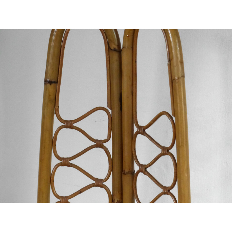 Paar vintage lage stoelen van rotan en bamboe, 1960