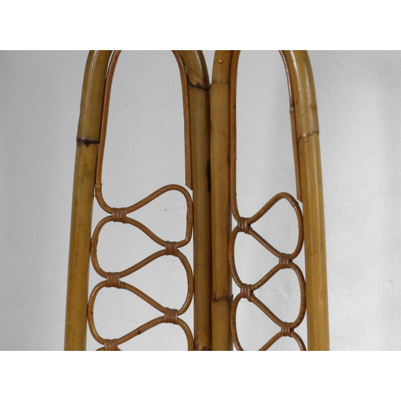 Pair of vintage low chairs in rattan and bamboo, 1960