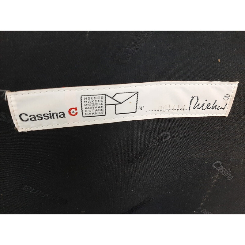 Vintage gebogen 637 driezitsbank van Gerrit Rietveld voor Cassina, 1990