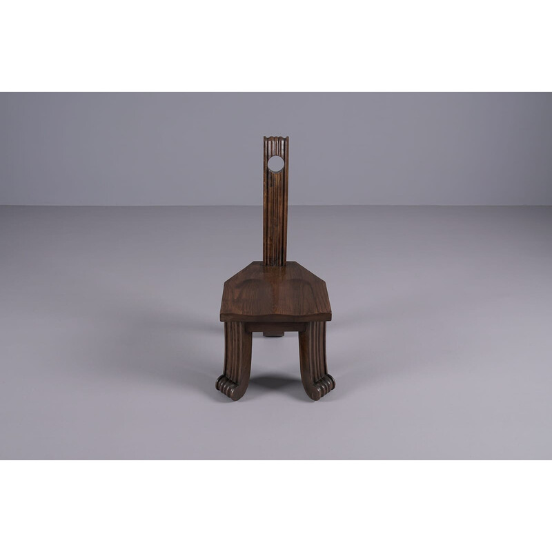 Vintage rustic Brutalist sculptured wooden chair, 1940-1950s