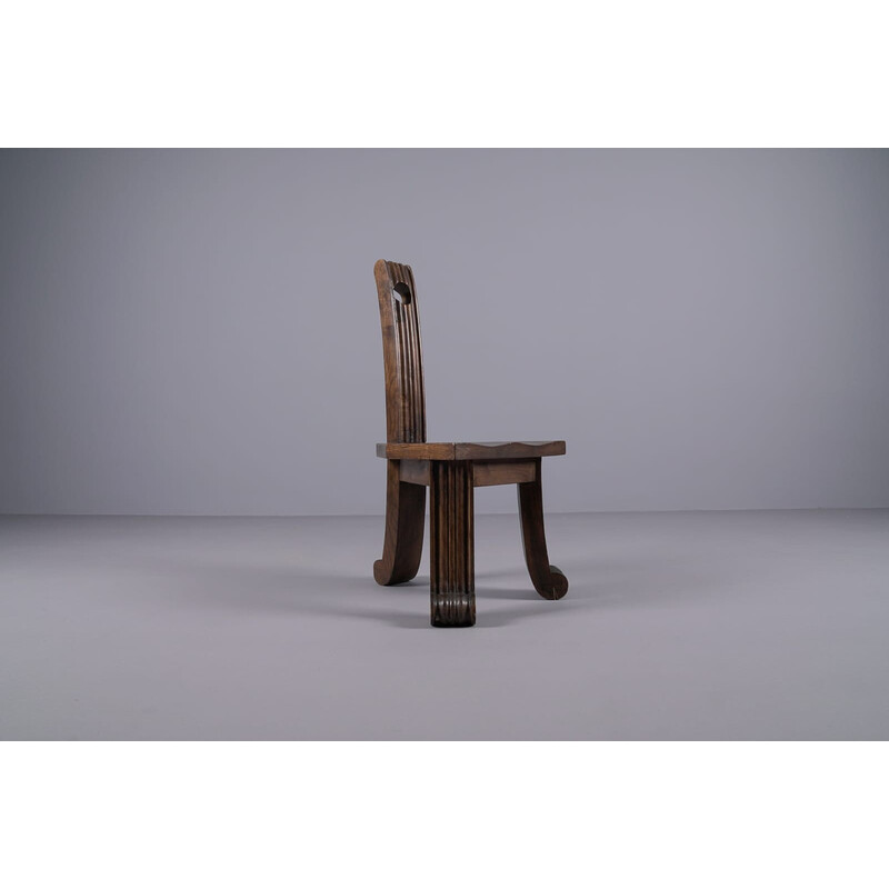 Vintage rustic Brutalist sculptured wooden chair, 1940-1950s