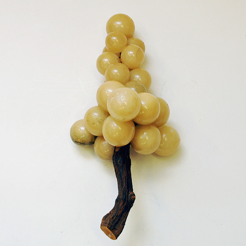 Vintage alabaster grape branch sculpture, Italy 1950