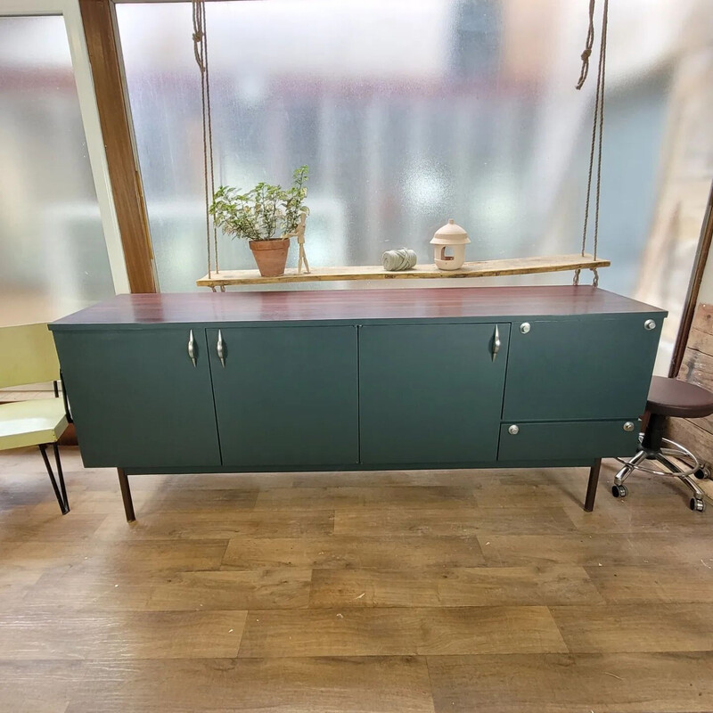 Credenza vintage in palissandro con ripiani color tortora, 1960-1970