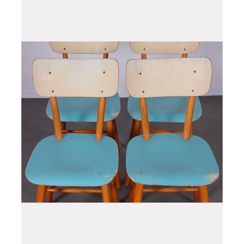 Conjunto de 4 cadeiras de vindima por Ton, República Checa 1960