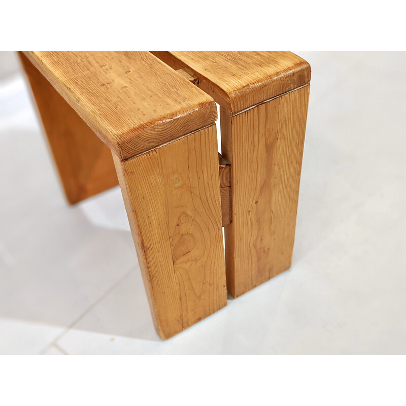 Tabouret vintage en pin modèles "les Arcs" pour Charlotte PERRIAND, 1960