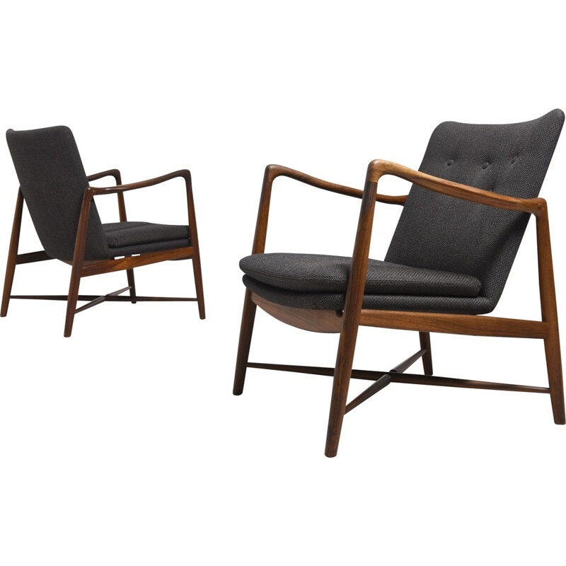 Bovirke set of two "BO59" rosewood and fabric armchairs, Finn JUHL - 1950s