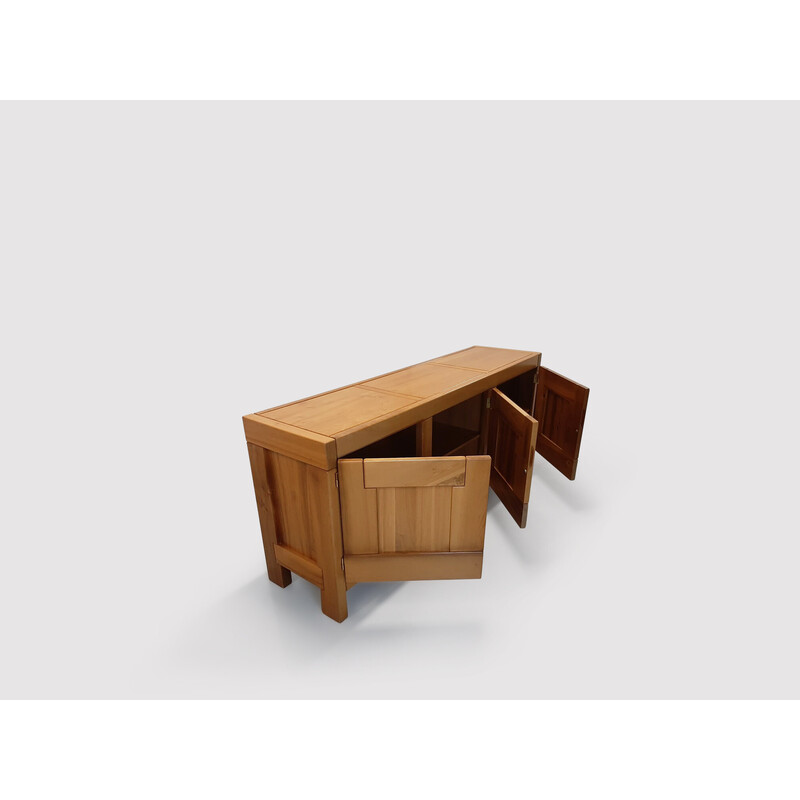 Vintage solid elmwood sideboard by Roland Haeusler for Maison Regain, 1970s