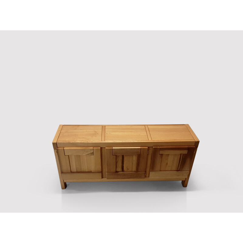 Vintage solid elmwood sideboard by Roland Haeusler for Maison Regain, 1970s