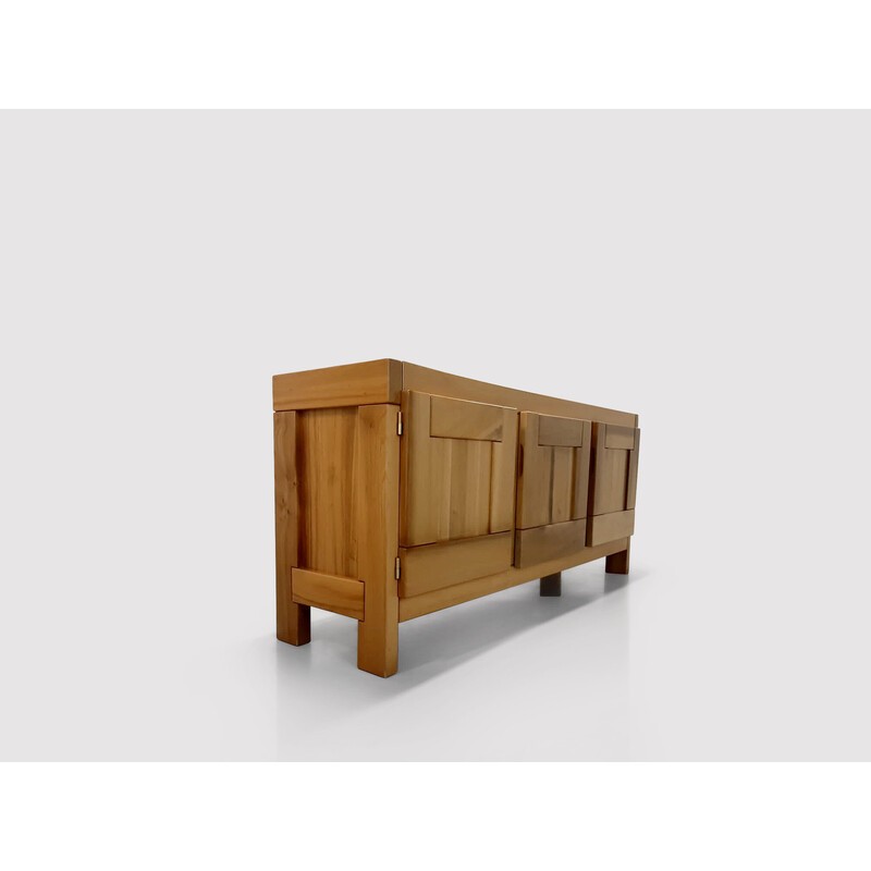 Vintage solid elmwood sideboard by Roland Haeusler for Maison Regain, 1970s