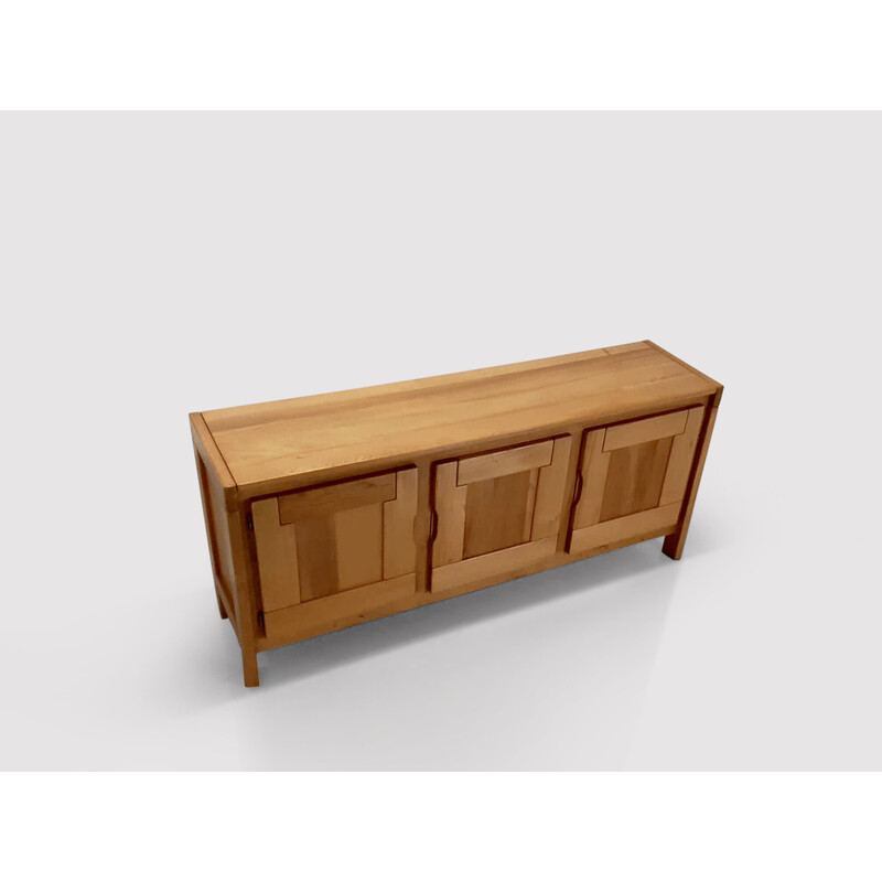 Vintage solid elmwood sideboard by Roland Haeusler for Maison Regain, 1970s