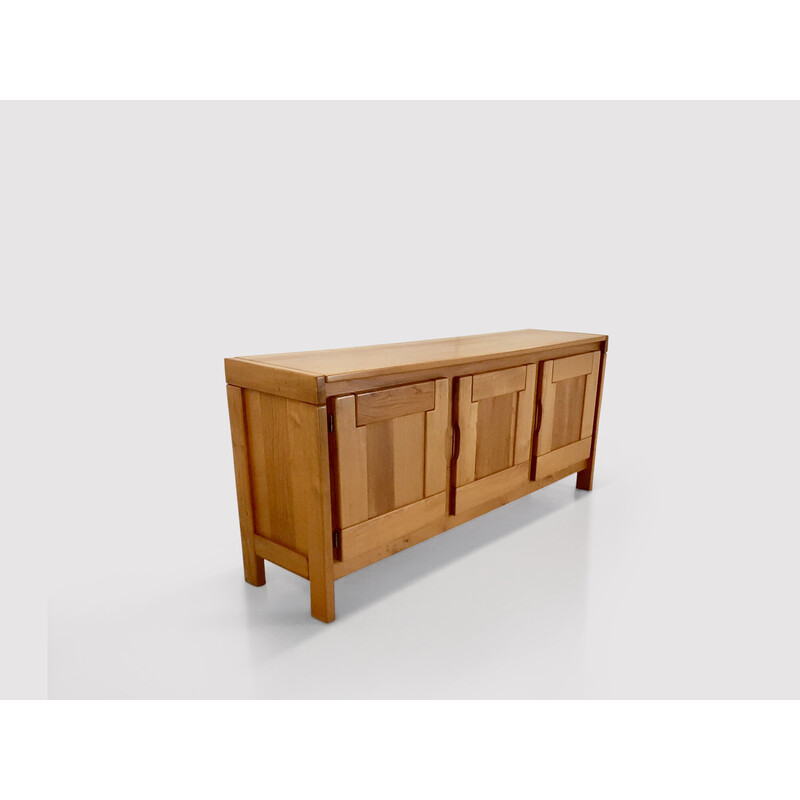 Vintage solid elmwood sideboard by Roland Haeusler for Maison Regain, 1970s