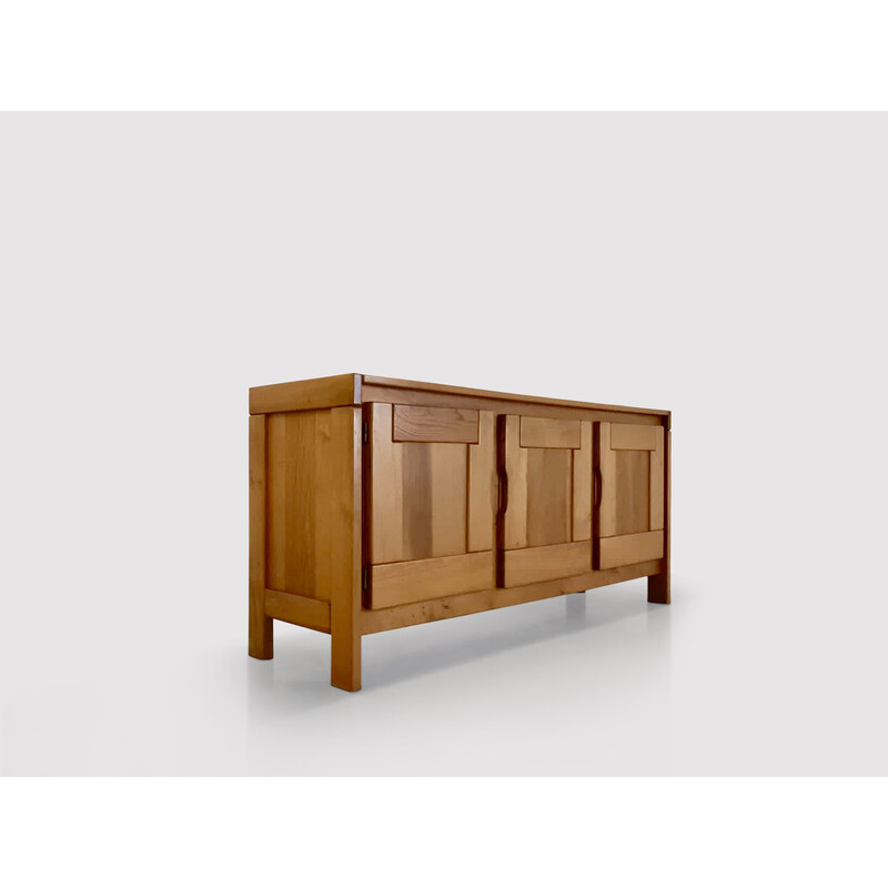 Vintage solid elmwood sideboard by Roland Haeusler for Maison Regain, 1970s