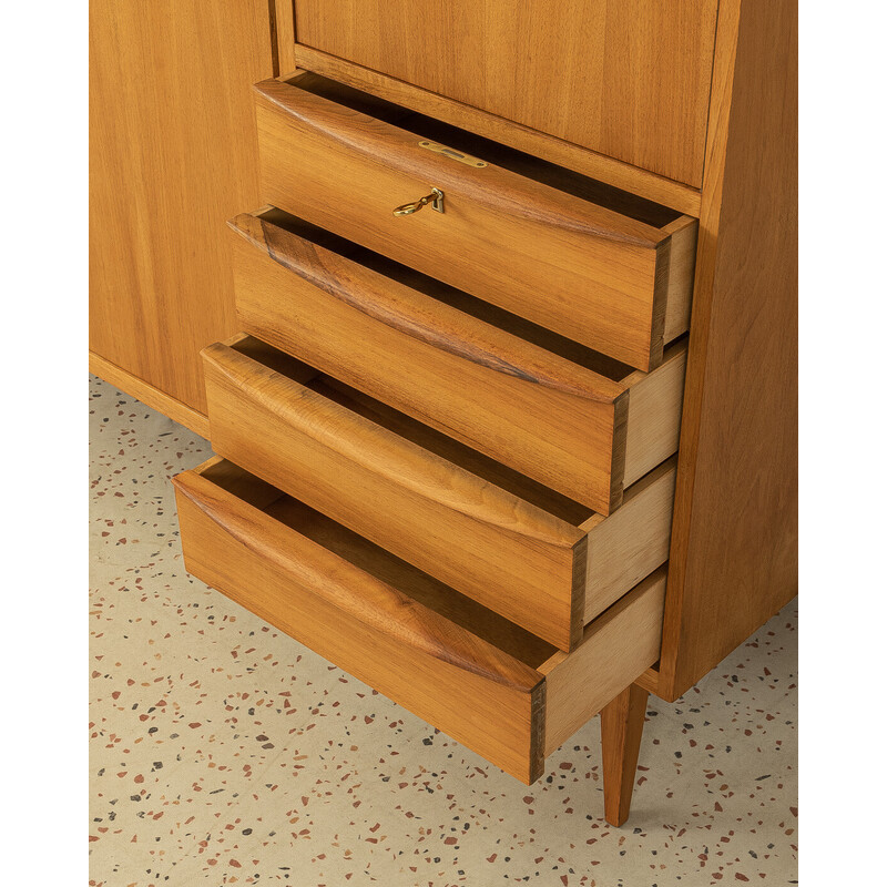 Vintage highboard in walnut veneer with two sliding doors, Germany 1950s