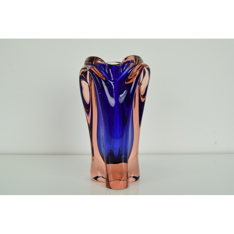 Vintage Art Glass vase by Josef Hospodka for Chribska Glasswork, Czechoslovakia 1960s