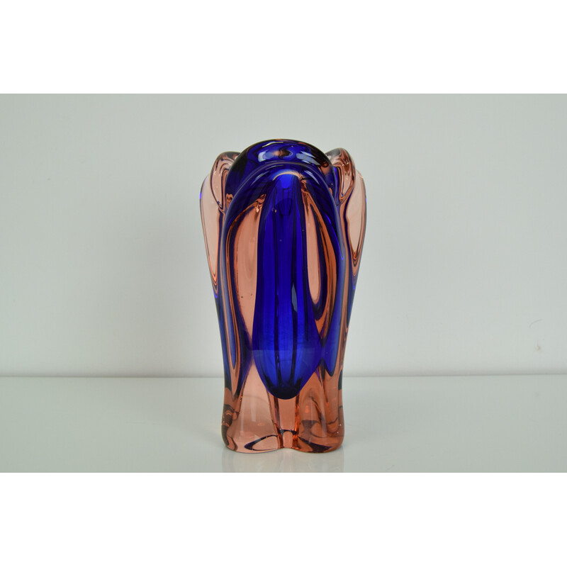 Vintage Art Glass vaas van Josef Hospodka voor Chribska Glasswork, Tsjecho-Slowakije 1960