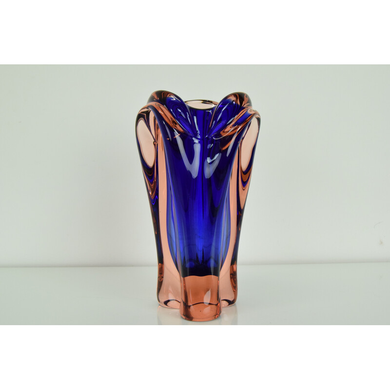 Vase vintage en verre d'art par Josef Hospodka pour Chribska Glasswork, Tchécoslovaquie 1960