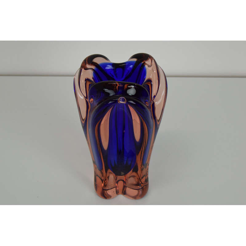 Vase vintage en verre d'art par Josef Hospodka pour Chribska Glasswork, Tchécoslovaquie 1960