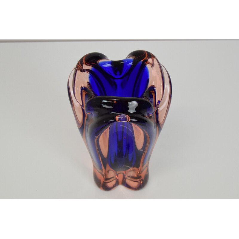 Vase vintage en verre d'art par Josef Hospodka pour Chribska Glasswork, Tchécoslovaquie 1960